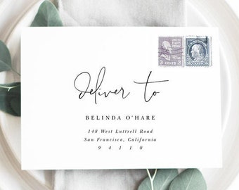 Address Envelope Template for Wedding Invitations, Guest List Address, Script, A7, 6x6, C5, A1, C6, Printable, Instant Download, EN06 PRO4V