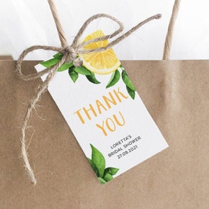 Citrus Thank You Tag, Gunst Geschenk Label, 1. Geburtstag, Junggesellenabschied, Junggesellinnenabschied, Junggesellinnenabschied, Baby Shower, Zitrone, bearbeitbare Vorlage, Sofort Download CIT05