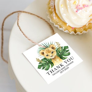 König der Löwen Danke Tag, Gunst Geschenk Label, Baby Shower, Simba, Afrika Dschungel, Safari Tier, bearbeitbare Vorlage, Sofort Download, JUNG01