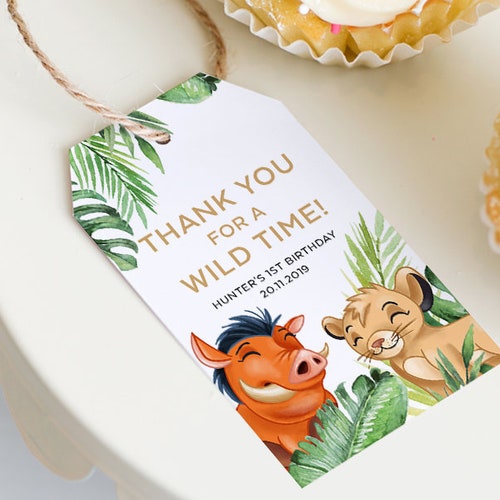 Lion King Thank You Tags Favor Gift Label First Birthday Etsy