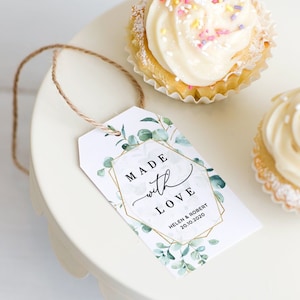 Danke Tag, Gunst Geschenk Label, Geometrische grüne Blätter, Hochzeit, Bridal Shower, Hennen, Geburtstag, Bearbeitbare Vorlage, Sofort Download G008