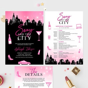 And The City Invitation, Girls Night Out, NY, Night Out On The Town, New York Itinerary, NYC Party, Manhattan, Editable Template, SATC