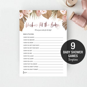 Babyshoweractiviteiten, spelletjes, meisje, gedroogd pampasgras en anthurium, DIY bewerkbare sjabloon met Templett, Instant Download GRASS02