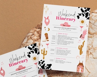 Nashville Bachelorette Itinerary Template, Hens Weekend, Birthday, Country, Cowgirl, Agenda, Editable, Instant Download, NASH02