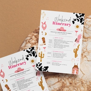 Nashville Bachelorette Itinerary Template, Hens Weekend, Birthday, Country, Cowgirl, Agenda, Editable, Instant Download, NASH02