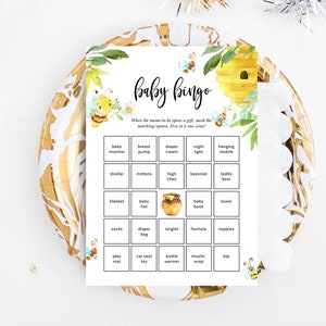 9 BABY SHOWER GAMES, Bumble Bee, Little Honey, Hive, Honeycomb, Girl, Boy, Activity Pack Bundle, Bewerkbare sjabloon, Instant Download, BEE01