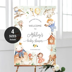 Buch Kinderlieder Baby Shower Willkommensschild, Party Board, Geburtstag Poster, bearbeitbare Vorlage Sofort Download 18x24, 24x36, A2 & A1 NRHY01