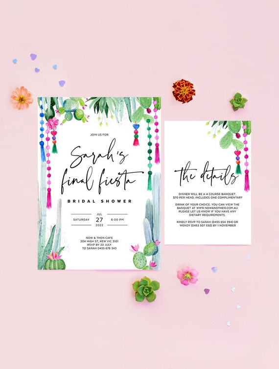 Final Fiesta Bridal Shower Invitation, Taco Bout Party, Mexican Theme, 21st, 30th, 40th Birthday, Editable Template, Instant Download CAC05
