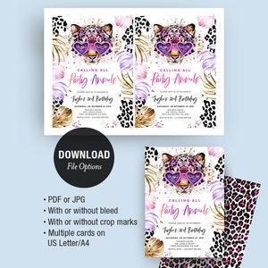 Calling All Party Animal Birthday Invitation, Leopard Print, Jungle Theme, Safari Party, Girl Invite, Any Age, Editable Template, LEOP01 image 3