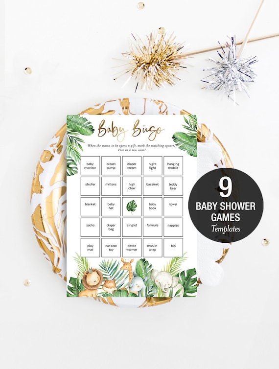 9 GAMES BUNDLE Activity Pack Space Star Girl Decor Celestial Over the Moon Instant Download CEL0P Editable Template Baby Shower