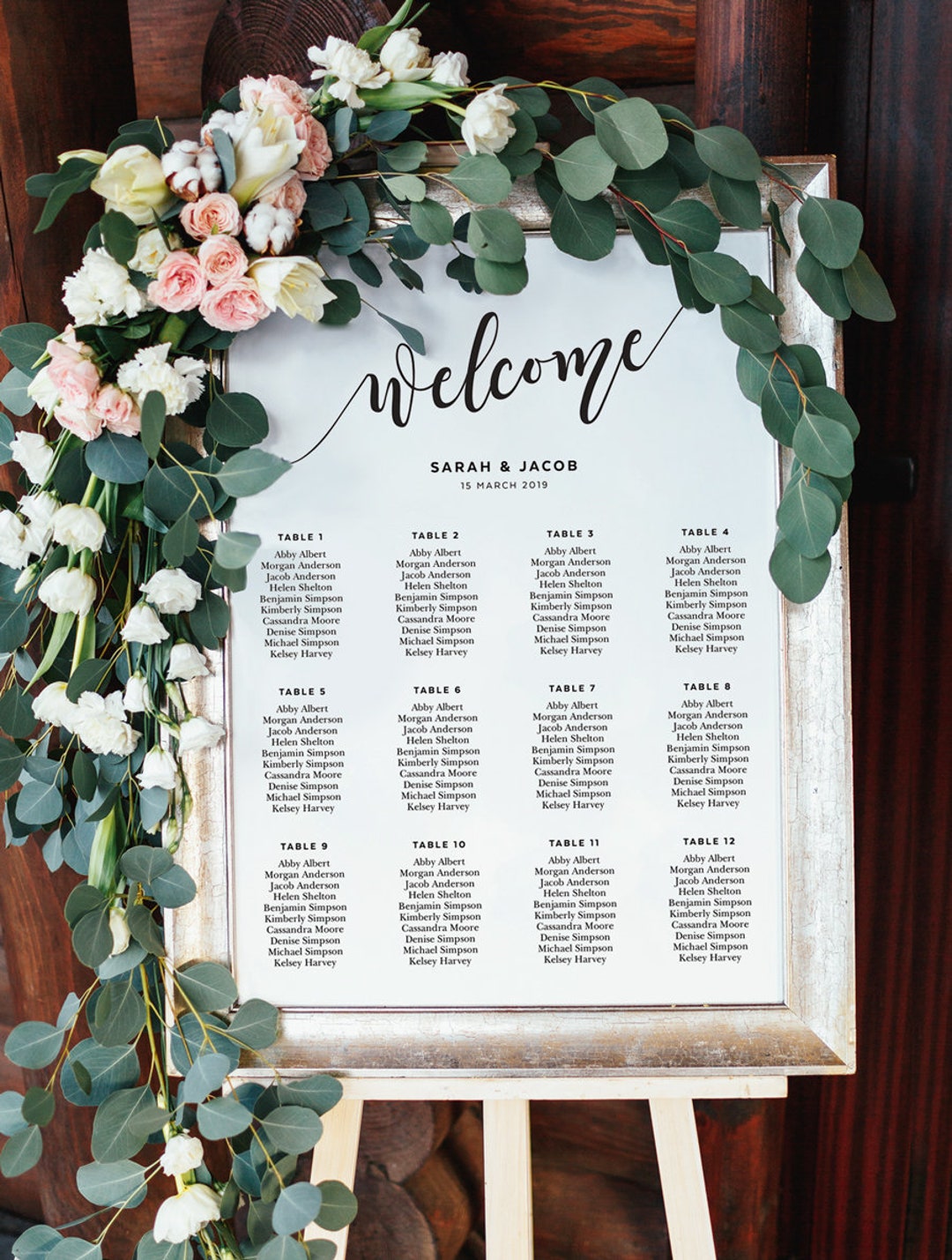 12 Editable Templates, Modern Seating Chart, Simple Table Plan Card, 4 ...
