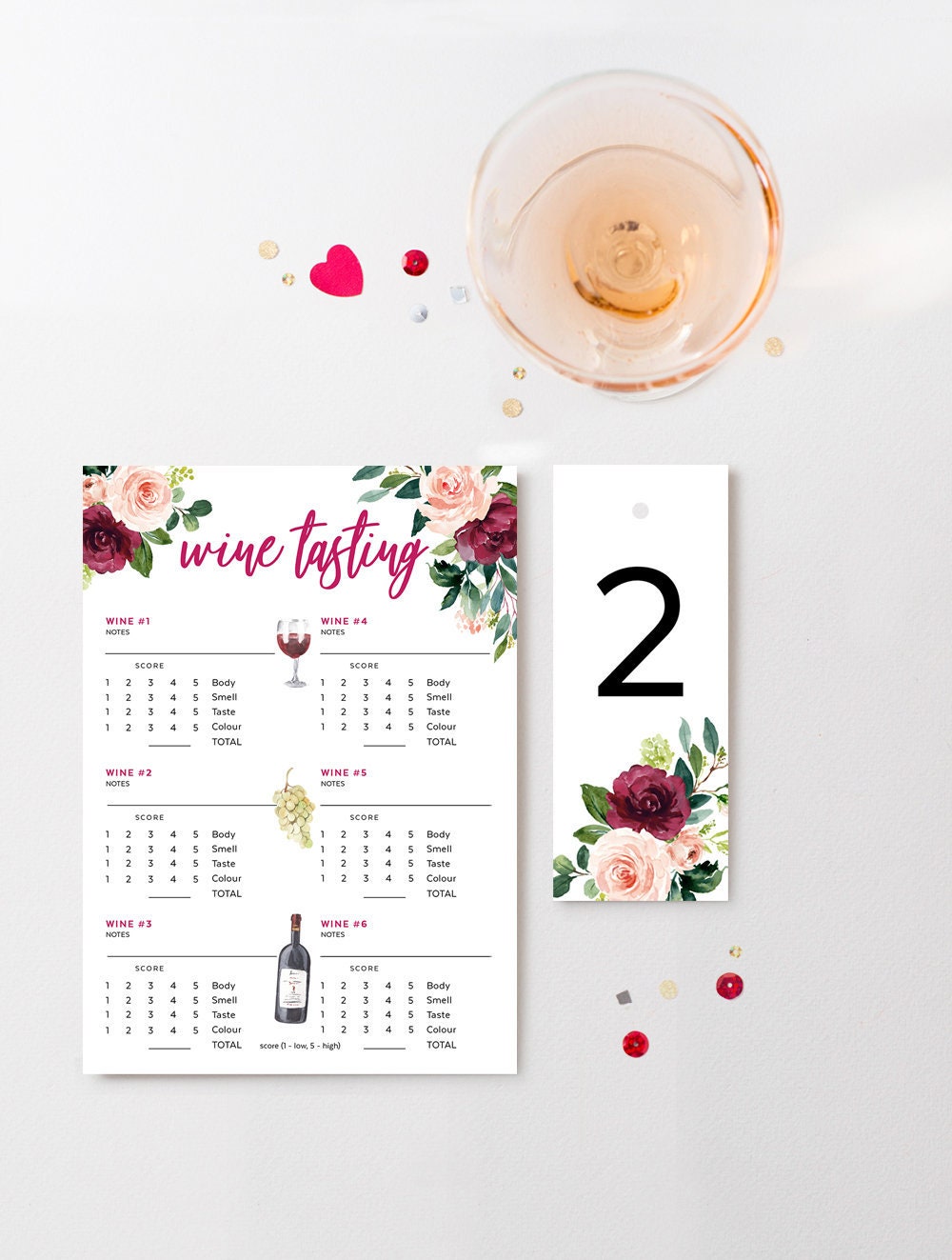 Wine Tasting Score Card Blind Wine Tasting Party Games | Etsy