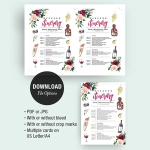 Winery Bachelorette Party Invitation, Itinerary Template, Vino Invite, Wine Tasting Weekend, Editable Printable, Instant Download, WINE01 image 2