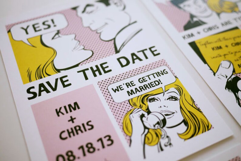 Comic Strip Wedding Invitation Set of 4 Printable Templates | Etsy