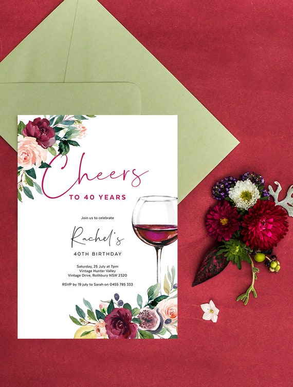 Winery Invitation Template, Wine Tasting Invite, 40th Birthday, Turning 30, Vineyard, Napa, Adult, Editable Template Instant Download WINE01