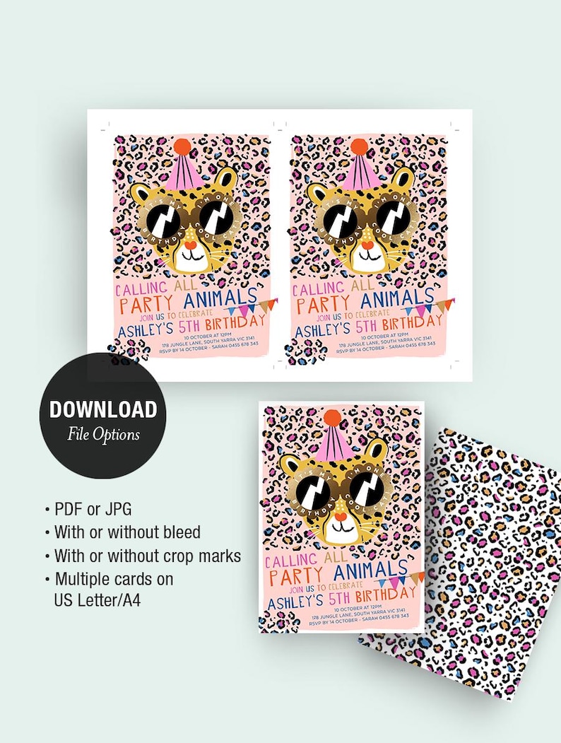 Cheetah Birthday Invitation, One Cool Cat, Party Animal Invite, Cheetah ...