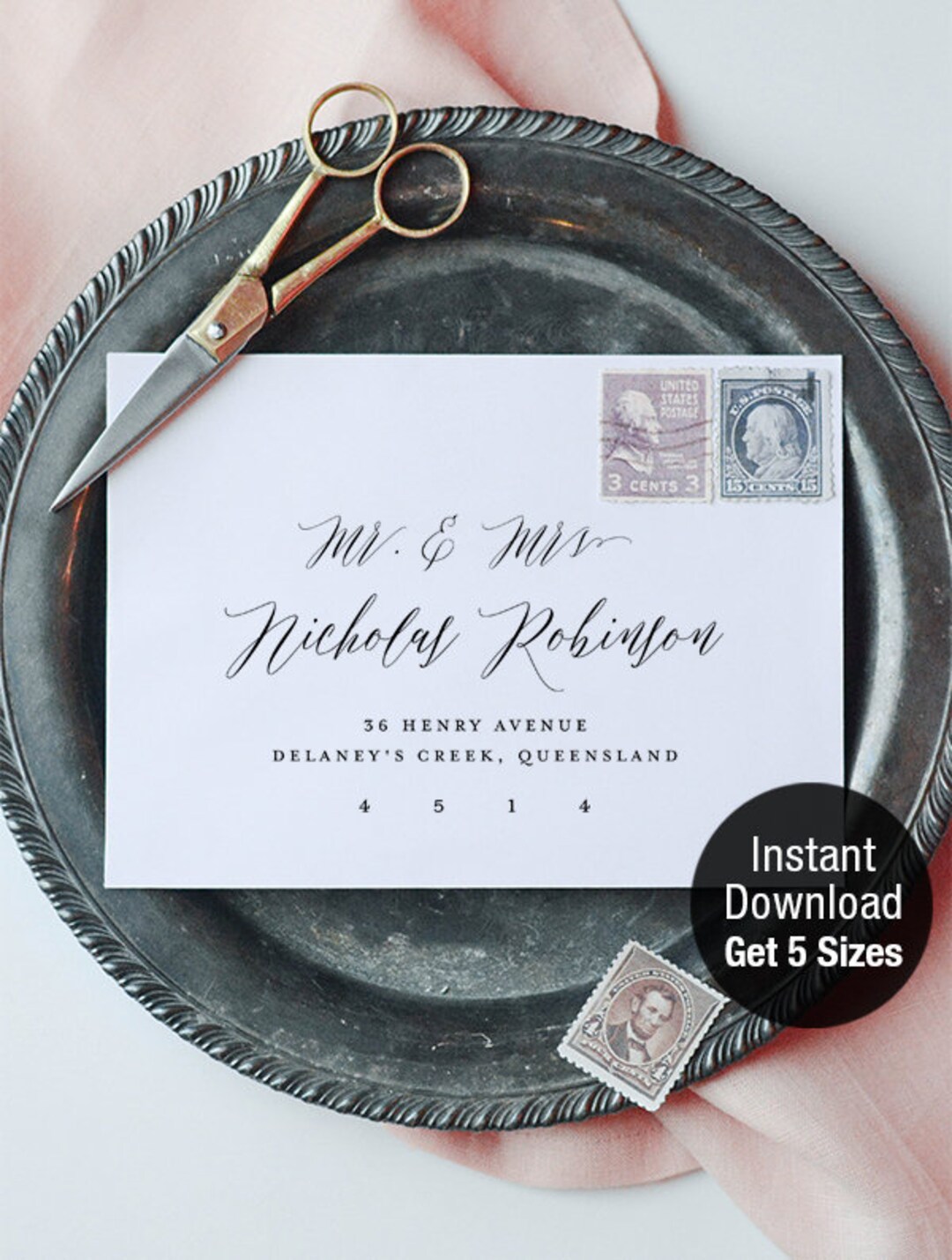 Address Envelope Template for Invitations, RSVP Card Return Addressing ...