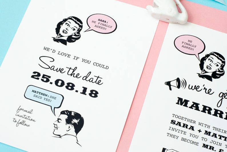 1950s Retro Wedding Invitation Set of 4 Printable Templates | Etsy