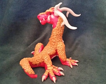 OOAK Red and Gold Eastern Dragon Figurine