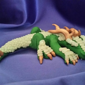 OOAK Green and Opal Asian Dragon Figurine
