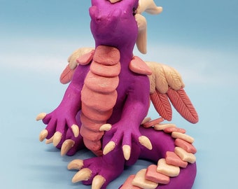 OOAK Purple and Pink Valentine Dragon Figurine