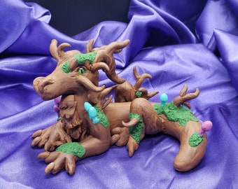 OOAK Ancient Swamp Dragon, Polymer Clay Sculpture, Fantasy Figurine