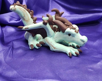OOAK Mint Chocolate Chip Dragon, Polymer Clay Figurine