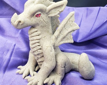 OOAK Grey Granite Polymer Clay Gargoyle Dragon Figurine