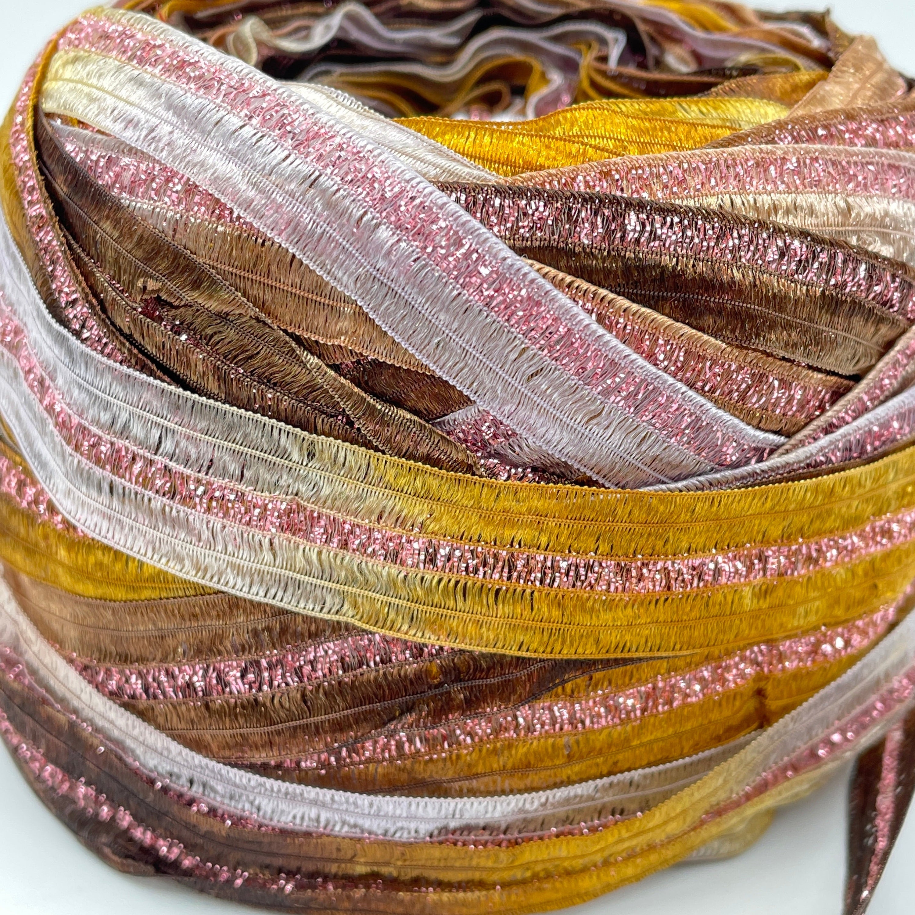 Louisa Harding Sari Ribbon Yarn Sunflower with Rose Gold Metallic