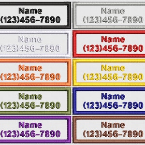 Custom Pet ID Patch (1&quot;x3&quot;) Name & Number NEW COLOURS!