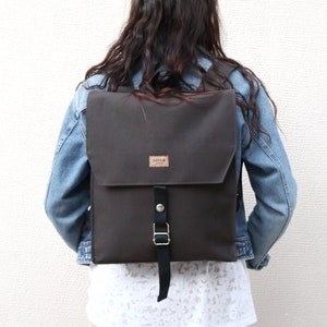 Mochila con solapa vegana marrón/Mochila resistente al agua/Mochila de lona Cordura/Bolsa escolar/Mochila de negocios Viaje/regalo para hombres/sakkahandmade