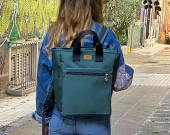 Taschengriff Emerald Green, Waldgrün Taschengriff Wasserfester Großer Rucksack, Minimalistischer Laptop Tasche, Reise-Rucksack, Veganes Geschenk