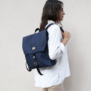 Livraison gratuite, sac à dos végétalien à rabat, sac à dos bleu résistant à l'eau, sac en Cordura, sac à dos d'école unisexe, sac à main en toile, sac fait main pour cadeau