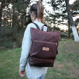 Brauner Kork & Waxed Canvas Rucksack/Reißverschluss Rucksack/Veganer Rucksack/Wax Canvas Rucksack/Casual Rucksack/Wasserresistenter Rucksack/sakkahandmade