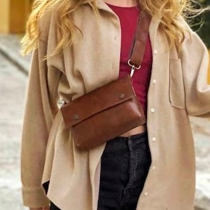 Braune Gürteltasche,Cabrio Brusttasche,Gürteltasche,Fanny Pack,Gürteltasche mit abnehmbaren Gurt,Crossbody Geldbörse,Kunstledertasche,veganes Geschenk für Sie