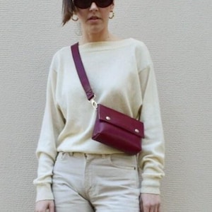 Riñonera de piel vegana, Riñonera convertible burdeos, Riñonera color cereza, Riñonera rojo vino, Riñonera, Bolso de piel vegana, Bolso bandolera