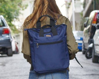 Water resistant Backpack/Blue cordura Vegan backpack purse/Medium Laptop backpack/Minimalist Weekender bag/travel backpack/sakkahandmade