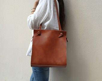 Shoulder leather bag,Vegan leather handbag,Tan leather purse,Tote bag with pocket,Leather purse,Faux leather handbag,Minimalist knot bag