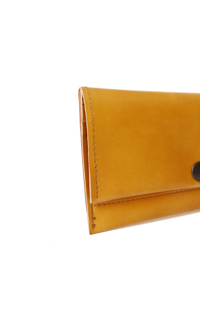 Cartera negra, Cartera de monedas de cuero vegano, Titular de la tarjeta, Cartera de viaje simple, Cartera corta y delgada con bolsillo con cremallera, Unisex, Hombres de regalo veganos Mustard Yellow