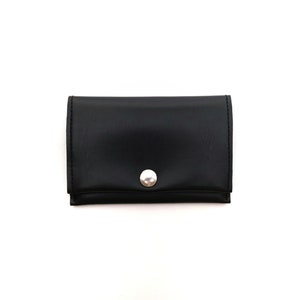 Cartera negra, Cartera de monedas de cuero vegano, Titular de la tarjeta, Cartera de viaje simple, Cartera corta y delgada con bolsillo con cremallera, Unisex, Hombres de regalo veganos Negro