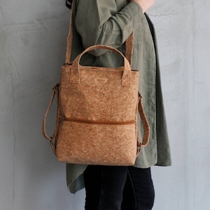 Kork Wandel Rucksack, Vegan Leder Umhängetasche, Crossbody Tasche, Top Griff Geldbörse, Eco Leder Handtasche, Handgemachte Tragetasche, Wasserdicht