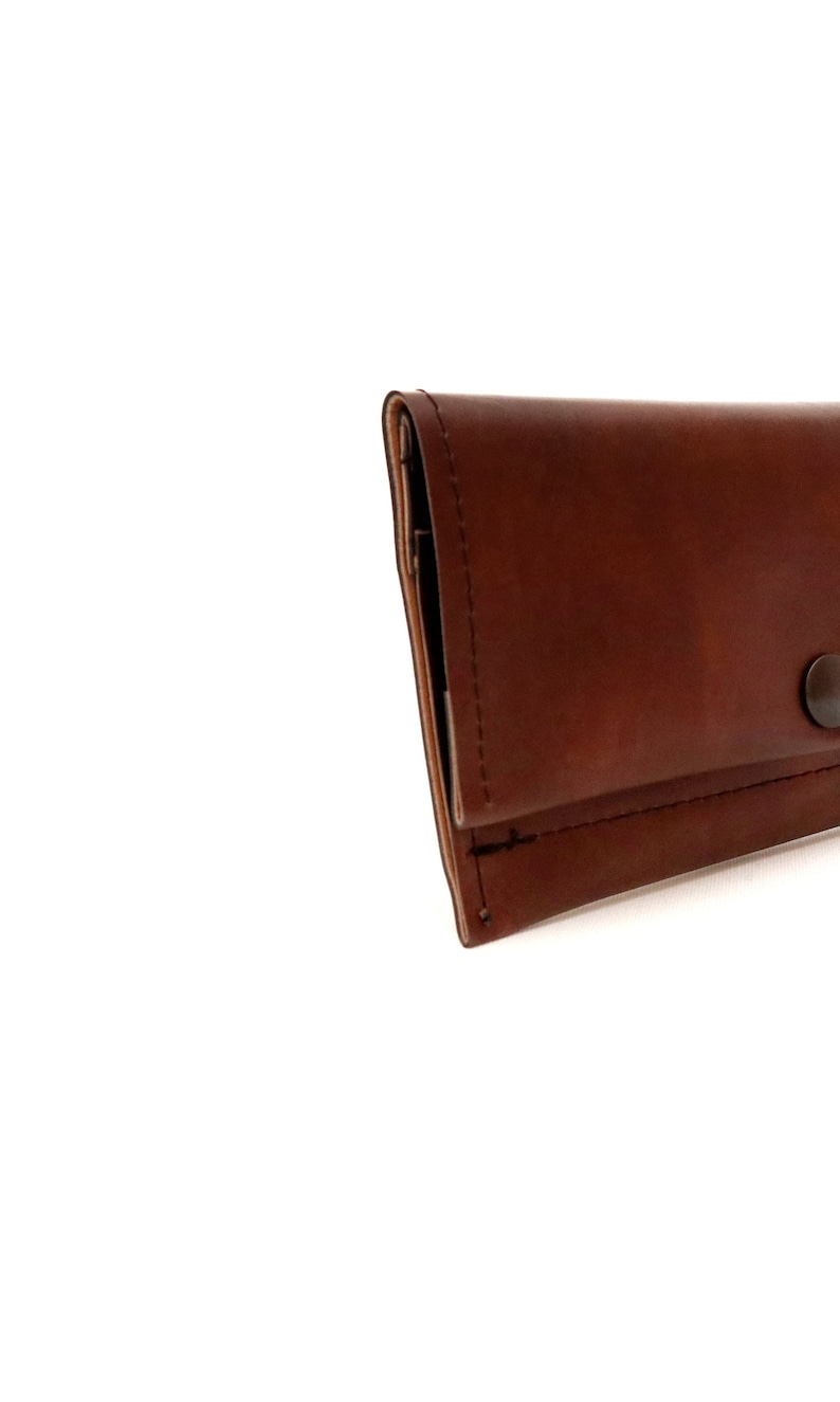 Black Wallet,Vegan Leather Coin Wallet,Card holder,Simple travel wallet,Short Slim Wallet with Zipper pocket,Unisex,Vegan gift men Brown