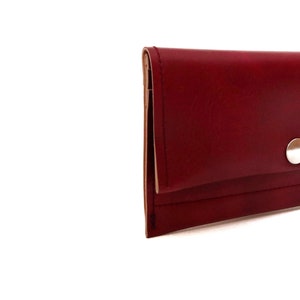 Cartera negra, Cartera de monedas de cuero vegano, Titular de la tarjeta, Cartera de viaje simple, Cartera corta y delgada con bolsillo con cremallera, Unisex, Hombres de regalo veganos Burgundy