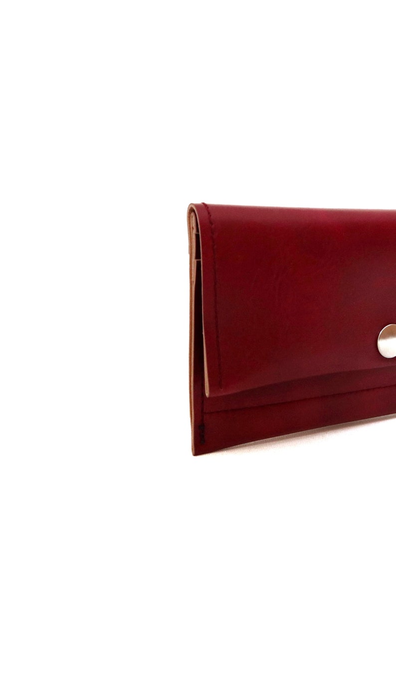 Cartera negra, Cartera de monedas de cuero vegano, Titular de la tarjeta, Cartera de viaje simple, Cartera corta y delgada con bolsillo con cremallera, Unisex, Hombres de regalo veganos Burgundy