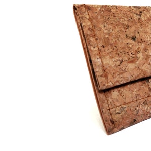 Cartera negra, Cartera de monedas de cuero vegano, Titular de la tarjeta, Cartera de viaje simple, Cartera corta y delgada con bolsillo con cremallera, Unisex, Hombres de regalo veganos Cork