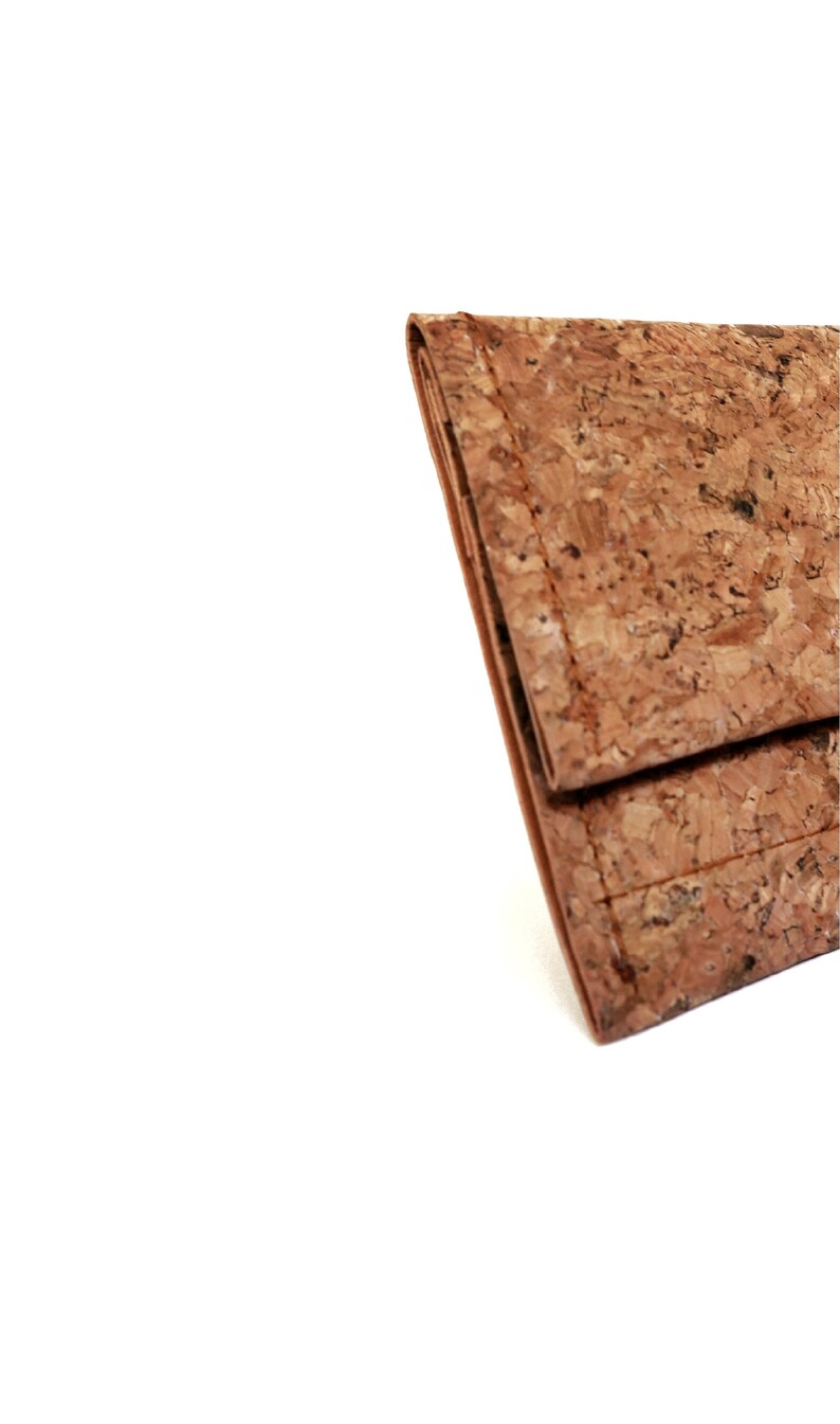 Cartera negra, Cartera de monedas de cuero vegano, Titular de la tarjeta, Cartera de viaje simple, Cartera corta y delgada con bolsillo con cremallera, Unisex, Hombres de regalo veganos Cork