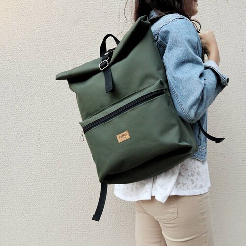 olive backpack purse