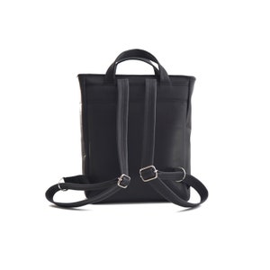 Handles Zipper Backpack,Vegan Faux Leather Rucksack,Camera Laptop Travel Bag,Unisex Backpack,Handmade Backpack Women Purse Water resistant image 8