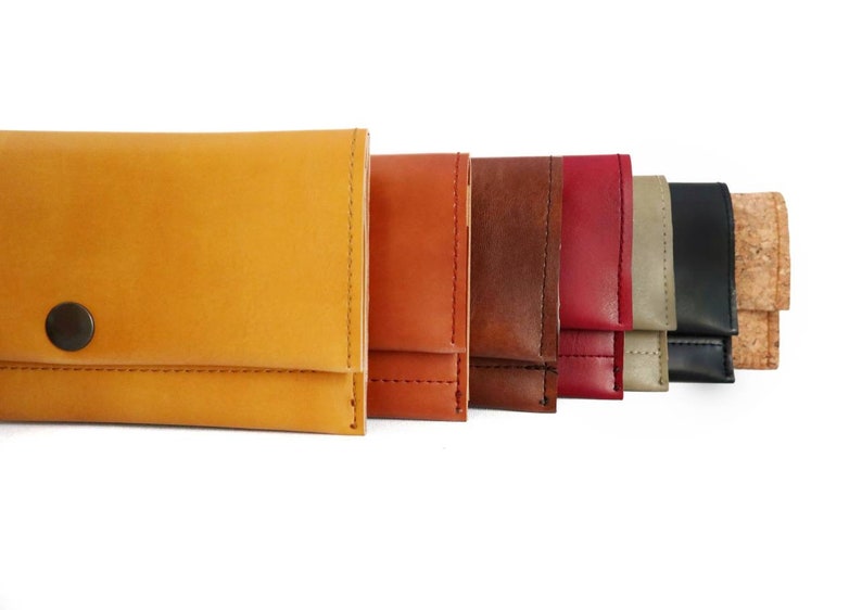 Cartera negra, Cartera de monedas de cuero vegano, Titular de la tarjeta, Cartera de viaje simple, Cartera corta y delgada con bolsillo con cremallera, Unisex, Hombres de regalo veganos imagen 4