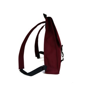 Burgundy flap Backpack,Canvas rucksack,water resistant knapsack,large vegan handbag,casual urban backpack,unisex washable bag,sakkahandmade image 4